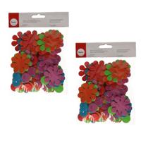 Knutselen/Hobby Crepla bloemen - zelfklevend - foam - 80x stuks - Plak bloemen