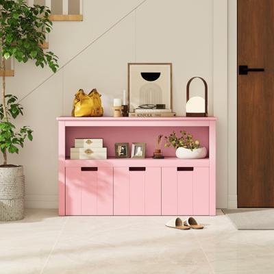 Opbergkast met Lades Houten Kinderkast met Wielen 101 x 33 x 62 cm Roze