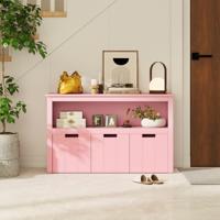 Opbergkast met Lades Houten Kinderkast met Wielen 101 x 33 x 62 cm Roze