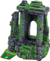 Boon Ruïne Aquarium Ornament met Zuilen en Mos - Polyresin Decoratie 14cm, Veilig voor Vissen