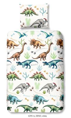 Good Morning Kinderdekbedovertrek "dino&apos;s" - Wit - (140x200/220 cm) - Katoen
