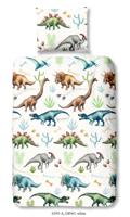 Good Morning Kinderdekbedovertrek "dino's" - Wit - (140x200/220 cm) - Katoen Good Morning Kinderdekbedovertrek "dino's" - Wit - (140x200/220 cm) - Katoen