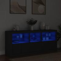 Dressoir met LED-verlichting 162x37x67 cm zwart