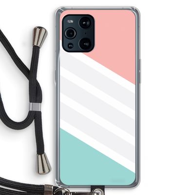 Strepen pastel: Oppo Find X3 Pro Transparant Hoesje met koord