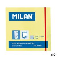 Zelfklevende briefjes Milan Geel Wit 76 x 76 mm (10 Stuks)