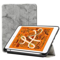 Marmeren textuur patroon horizontale Flip lederen case voor iPad mini 2019 met drie-opvouwbare houder & Pensleuf & slaap/Wake-up functie (grijs)