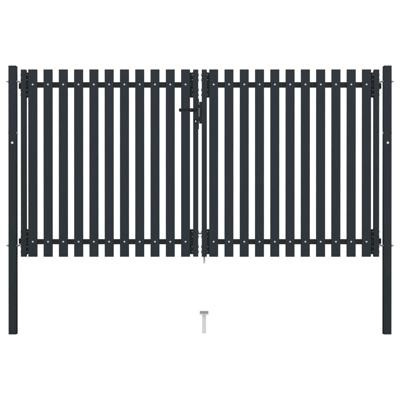 Poort dubbel 306x220 cm staal antraciet