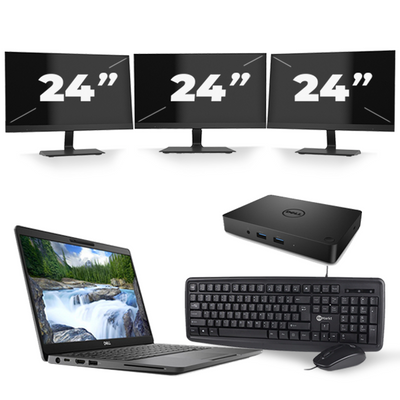 Dell Latitude 5300 - Intel Core i7-8e Generatie - 13 inch - 16GB RAM - 256GB SSD - Windows 11 + 3x 24 inch Monitor