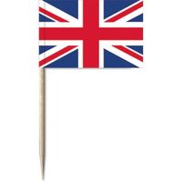 50x Vlaggetjes prikkers Engeland/Verenigd Koninkrijk 8 cm hout/papier   -