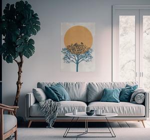 Zonsopkomst bomen poster