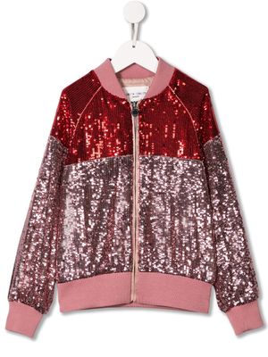 Alberta Ferretti Kids veste bomber à sequins brodés - Rose