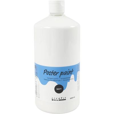 Creativ Company Tempera verf mat, wit, 1000 ml/ 1 fles
