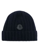 Moncler logo-appliqué knitted beanie - Noir