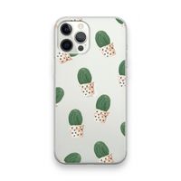 Cactusprint roze: iPhone 12 Pro Max Transparant Hoesje