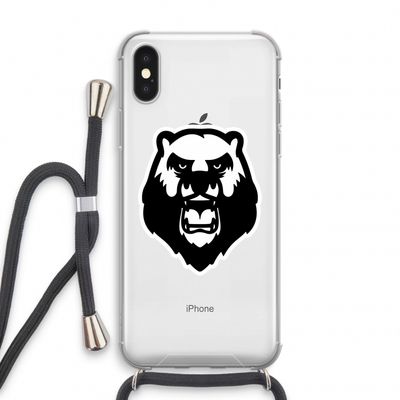 Angry Bear (white): iPhone X Transparant Hoesje met koord