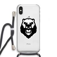 Angry Bear (white): iPhone X Transparant Hoesje met koord