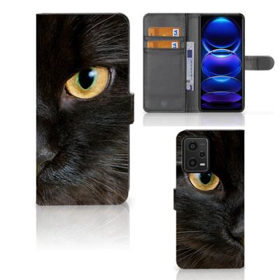 Xiaomi Redmi Note 12 5G | Poco X5 | Telefoonhoesje | Met pasjeshouder | Zwarte Kat