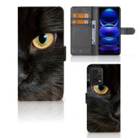 Xiaomi Redmi Note 12 5G | Poco X5 | Telefoonhoesje | Met pasjeshouder | Zwarte Kat