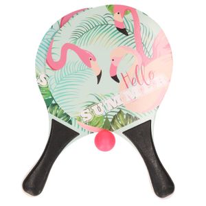 Zwarte beachball set met flamingoprint buitenspeelgoed