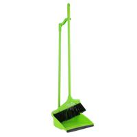 Stoffer en blik - kunststof - groen - H81,5 cm - binnen en buiten