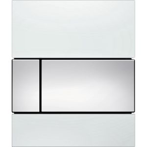 Urinoir Bedieningsplaat TECE Square Glas Wit 10,4x12,4 cm (met glanzend chromen toetsen)