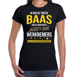 Ik ben de trotse baas van de leukste en beste werknemers cadeau t-shirt zwart voor dames