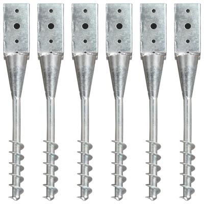 Grondpinnen 6 st 7x7x56 cm gegalvaniseerd staal zilverkleurig