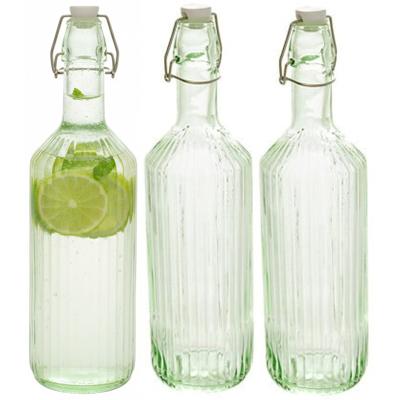 Secret de Gourmet Beugelfles / Weckfles - 3x - groen glas - luchtdicht - 1 liter - waterfles