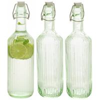 Secret de Gourmet Beugelfles / Weckfles - 3x - groen glas - luchtdicht - 1 liter - waterfles