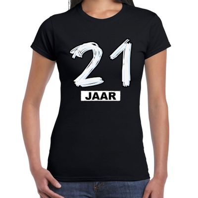 21 jaar verjaardag cadeau t-shirt zwart voor dames
