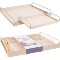 Home & Styling Dienblad set van 2 metaal zandkleur