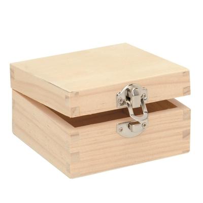 Houten kistje - 7 x 7 x 4 cm - onbedrukt - hobby sieradenkistje - beschilderen - verven