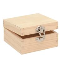 Houten kistje - 7 x 7 x 4 cm - onbedrukt - hobby sieradenkistje - beschilderen - verven