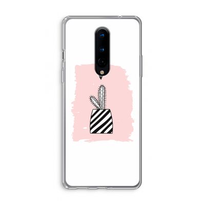 Zwart-wit cactus: OnePlus 8 Transparant Hoesje