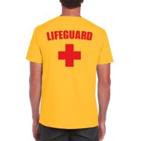 Lifeguard / strandwacht verkleed t-shirt - geel - heren - Bedrukking aan de achterkant