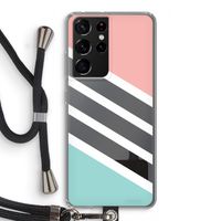 Strepen pastel: Samsung Galaxy S21 Ultra Transparant Hoesje met koord