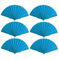 Spaanse Handwaaier - 10x stuks - turquoise - 23 x 43 cm - Verkoeling waaiers voor zomerse themperatu