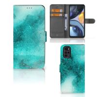 Hoesje Motorola Moto G22 Painting Blue | Portemonnee hoesje
