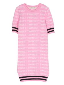 TWINSET Kids robe courte à logo en jacquard - Rose