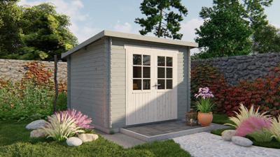 Blokhut - Tuinhuis Jörgen | 28 mm | vuren grijs geïmpregneerd