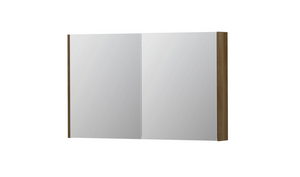 INK SPK2 spiegelkast met 2 dubbelzijdige spiegeldeuren, 4 verstelbare glazen planchetten, stopcontact en schakelaar 120 x 14 x 73 cm, massief eiken