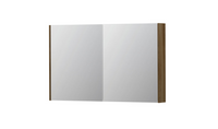 INK SPK2 spiegelkast met 2 dubbelzijdige spiegeldeuren, 4 verstelbare glazen planchetten, stopcontact en schakelaar 120 x 14 x 73 cm, massief eiken