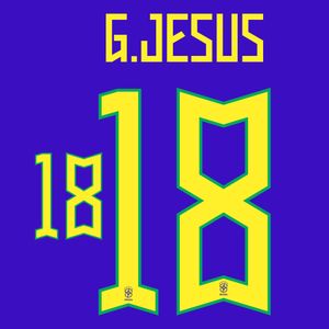 G.Jesus 18 (Officiële Brazilië Away Bedrukking 2022-2023)