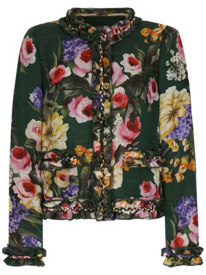 Dolce & Gabbana veste en soie à fleurs - Vert