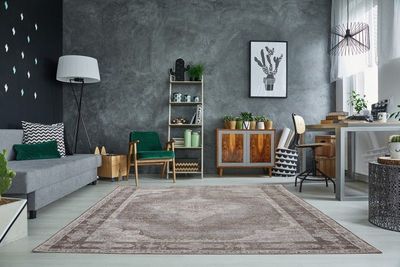 Oosters katoenen vloerkleed PURE UNIQUE 240x160cm lichtgrijs geometrisch patroon - 38269