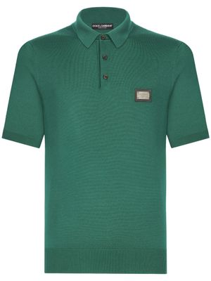 Dolce & Gabbana polo en laine vierge à étiquette logo - Vert
