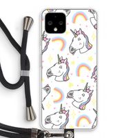 Rainbow Unicorn: Pixel 4 Transparant Hoesje met koord