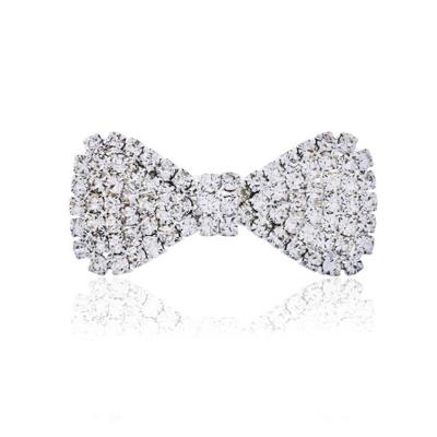 2 PC'S mode vrouwen Crystal Strass haarspelden Bow knoop haarspeldjes (zilver)