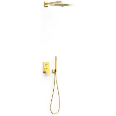 Regendouche set Tres Cuadro | Inbouw | Mengkraan | 2-weg | Vierkant | 24k Goud glans