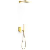 Regendouche set Tres Cuadro | Inbouw | Mengkraan | 2-weg | Vierkant | 24k Goud glans